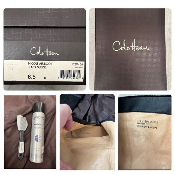 Cole Haan Black High Heel Knee-High Nicole Air Boots Buckle Detail Size 8.5 - Picture 13 of 13